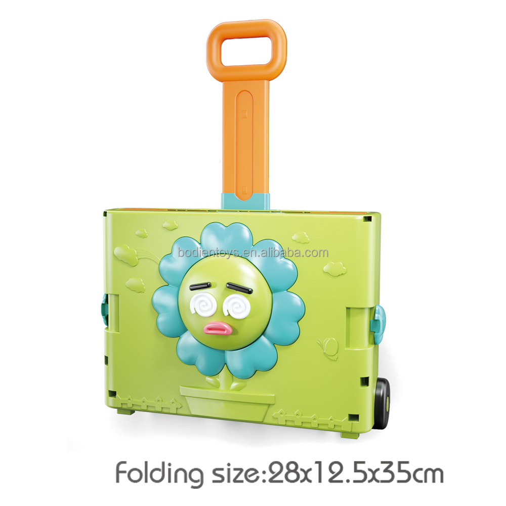 Supermarket Shopping Play House Kitchen Toys Folding ABS Plastic Storage Handcart for Kids 2-13 Years Unisex Pretend Play