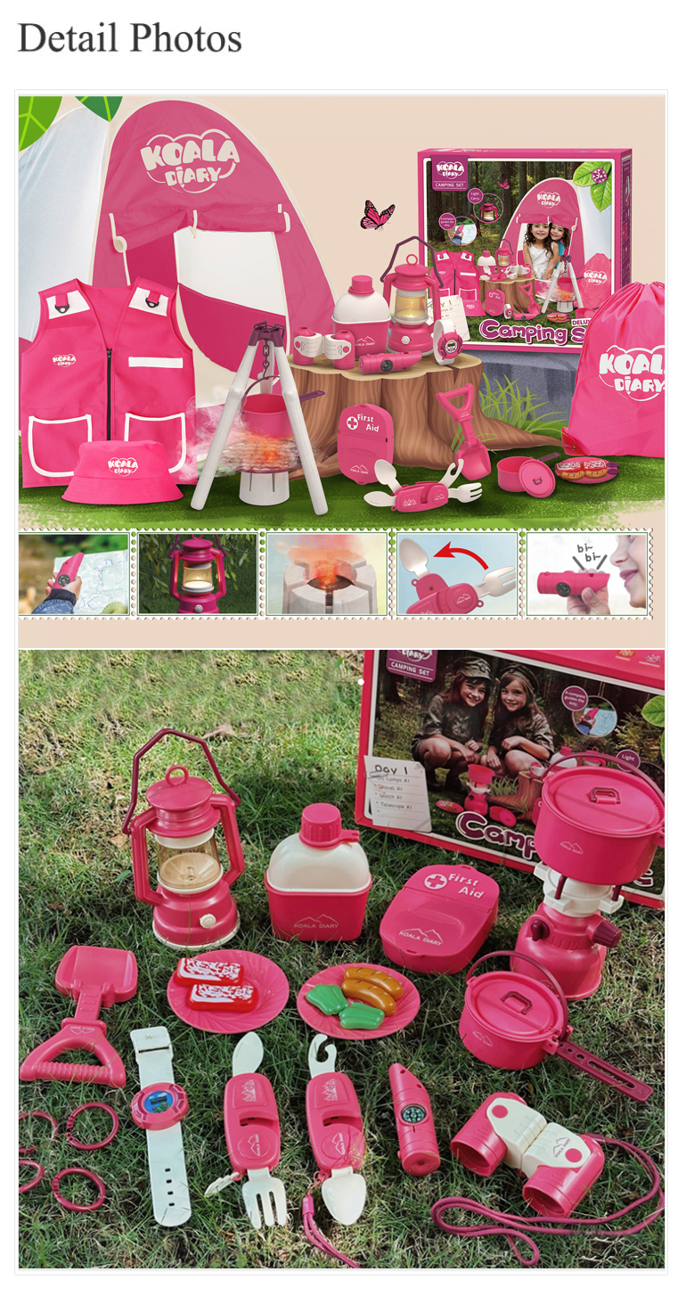 Luxury Outdoor Explorer Pretend Play Adventure Kids Camping Set Toy Made of Durable Plastic