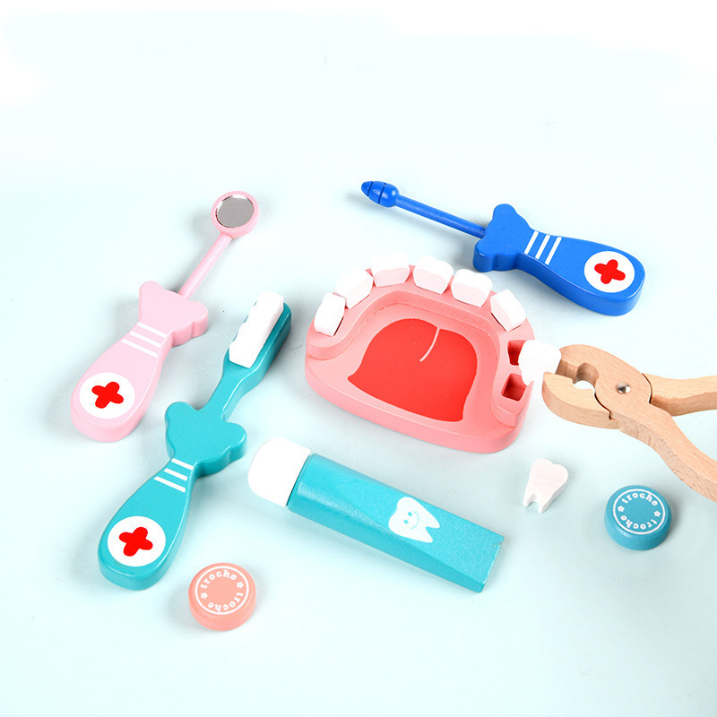 Unisex Small Doctor Wooden Doctor Play Set Suit Toy Kids Colour Box-Enclosed Wooden Doctor Set for Children