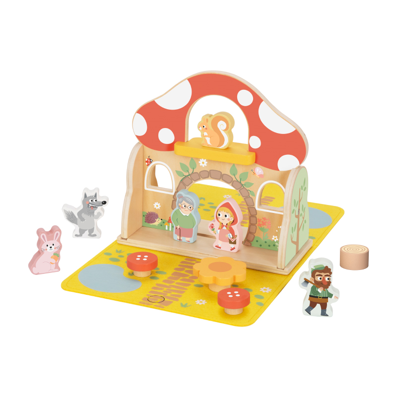 Little Red Riding Hood Play Set Wooden Educational Toy Montessori Children Pretend Play Toys for Kids