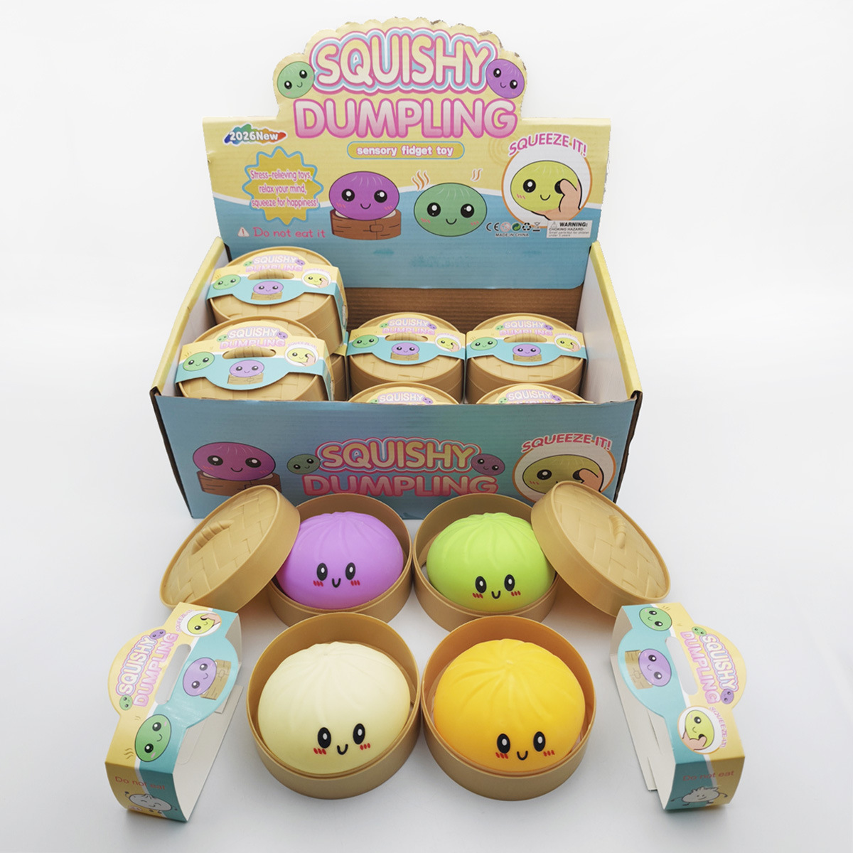 Squishy Dumpling Toy Kawaii Slow Rising Anti-Anxiety Dumpling Squishy Bun Toys Smile Face Bao Dumplings Bun Stress Food Toys