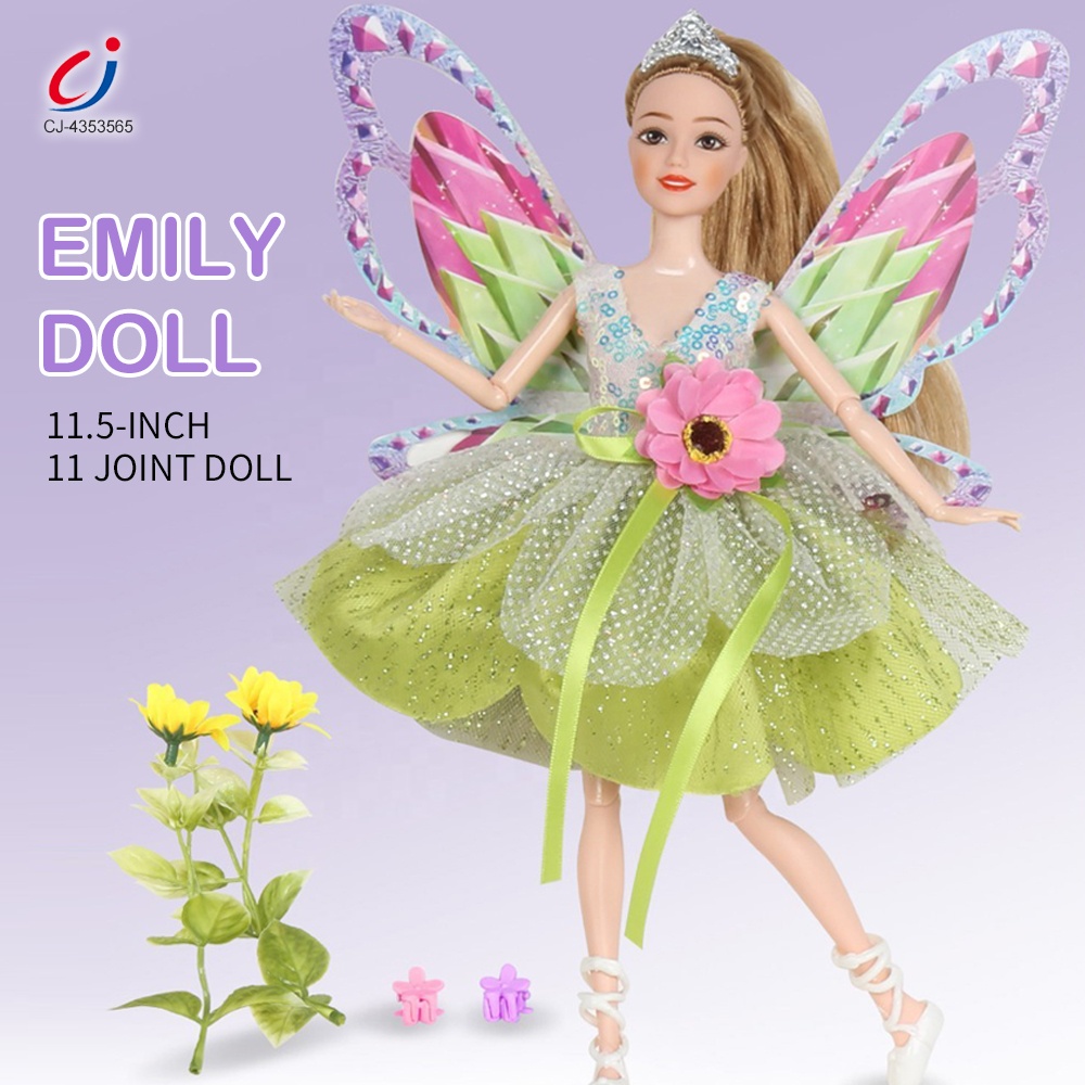 Chengji Ball Jointed Doll 11.5-inch Cute Plastic Princess Beauty Sweet Girl Pretend Play Kids Fashion Dancing Elf Emily Doll