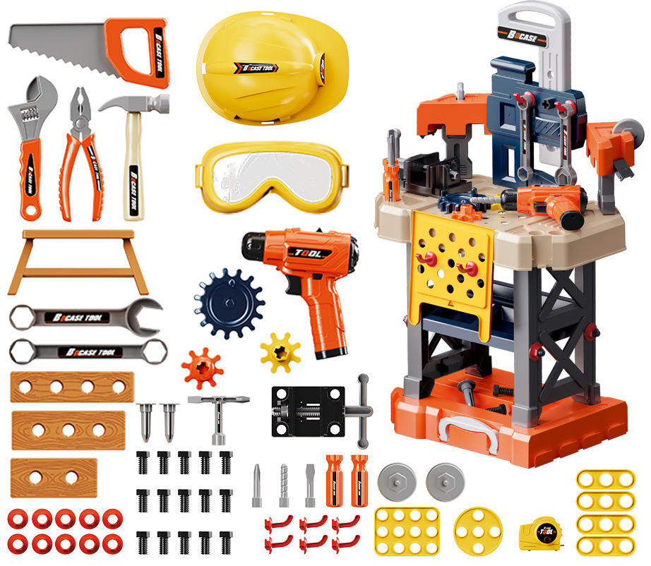 Custom Educational Diy Building Pretend Role Play Construction Kids Boys Toys Mechanic Electric Tools Box Set for Engineering