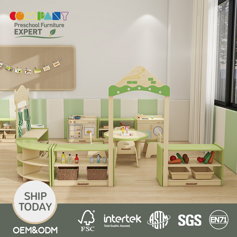 Modern Wooden Daycare Furniture Set Soft Padded Role Play Corner For Toddler Nursery Infant Classroom School Hotel Safety