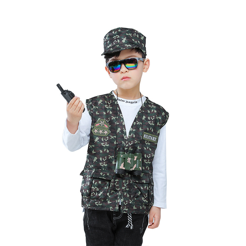 New Design Kids Career Day Outfits Halloween Costumes for Kids Soldier Dress up Role Play Set With Toys