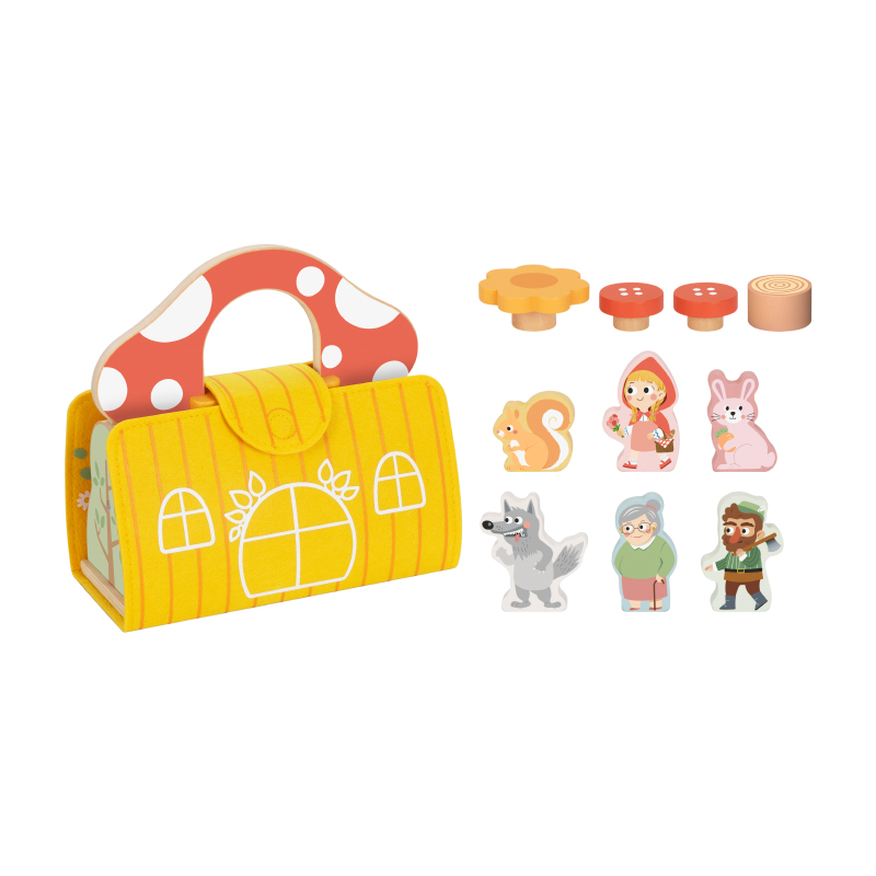 Little Red Riding Hood Play Set Wooden Educational Toy Montessori Children Pretend Play Toys for Kids