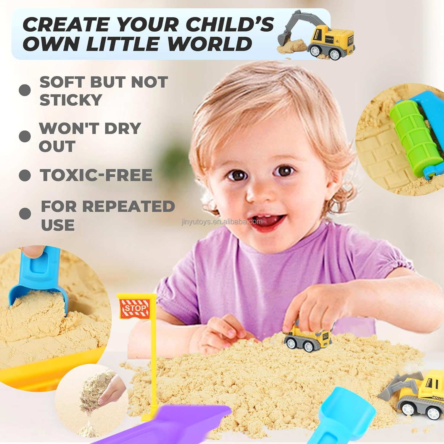 Construction Sand Play Set Magic Sand Indoor Toys for Kid with Sand Box