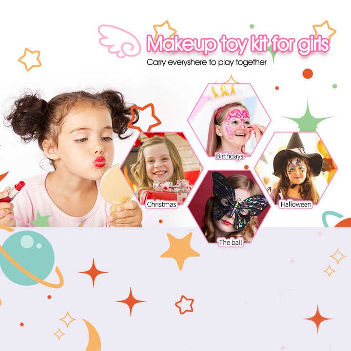 EPT Fashion Makeup Plastic Toy Set Kids Beauty Set Real Makeup Nail Polish Manicure Children Cosmetic Set Girl Make up Toys
