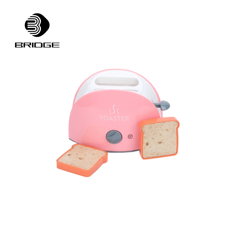 Bridge Home Plastic Kids Pretend Play Kitchen Bread Maker Toy Lights Educational Cooking Set for Toddlers Girls Boys Alkaline AA