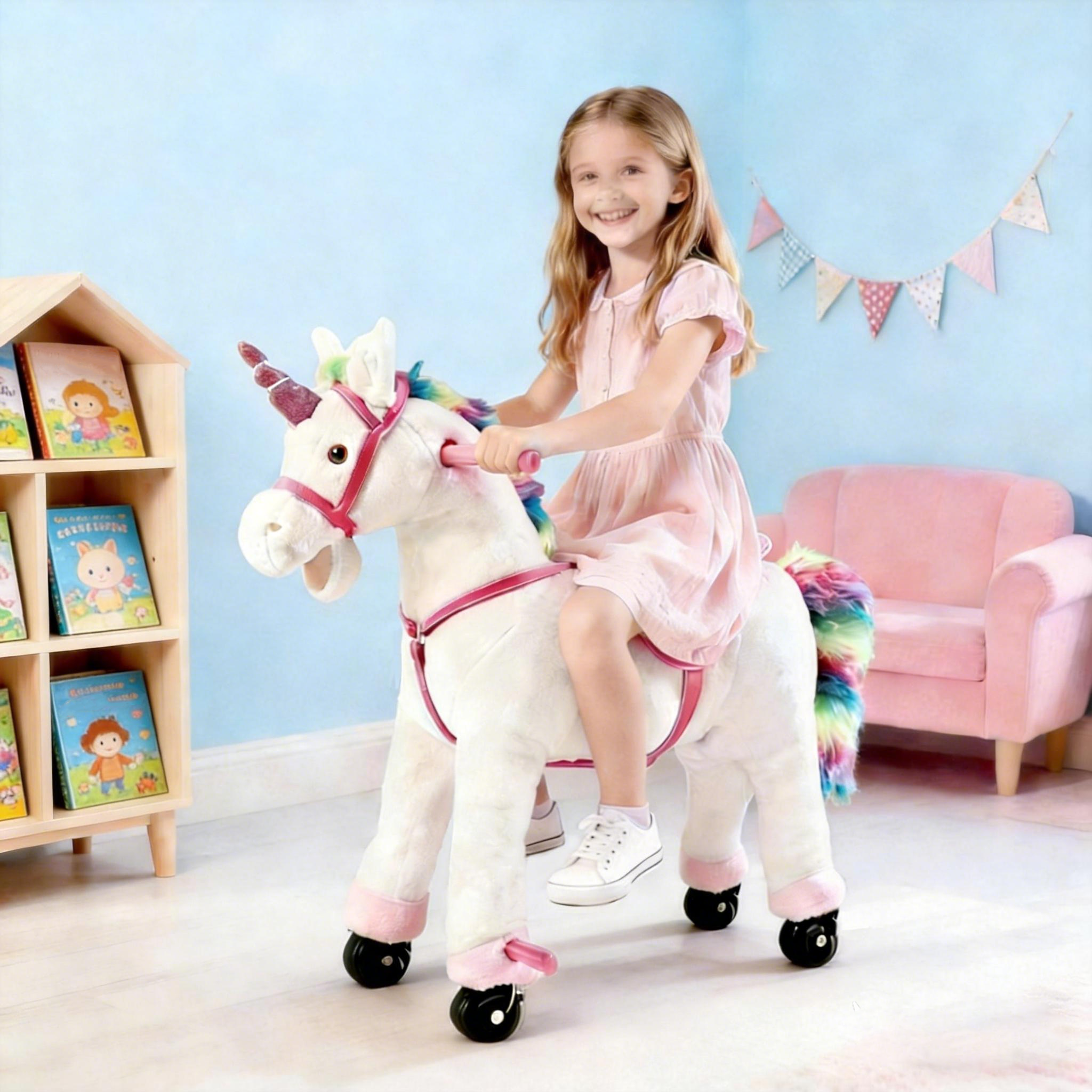 Children's Rocking Horse Unicorn Toy Plush Ride-On Animal Toy