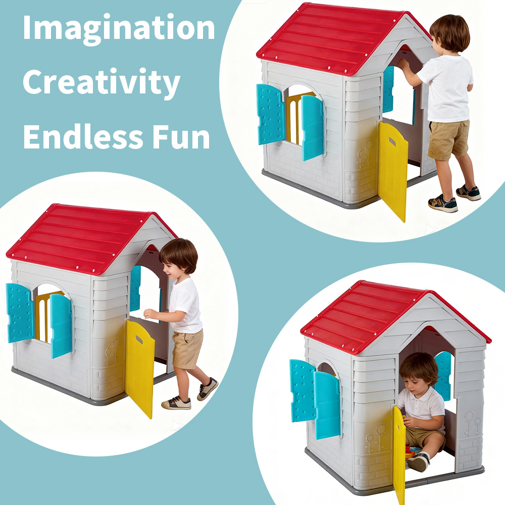 Cubby House Kids Plastic PE Playhouse, Endless Fun Pretend Play Furniture Toys for 2-6 Years Old Children Encouraging Creativity