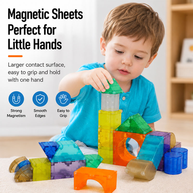 Customizable Magnetic Tiles Toy Set for Preschool Learning and Creative Construction Play