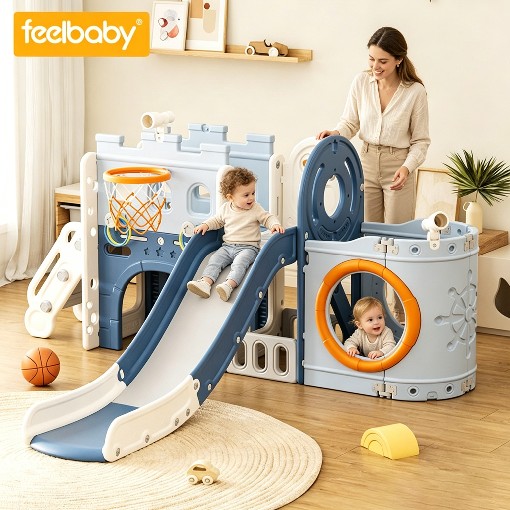 Pirate Ship Indoor Playhouse Slide Baby Plastic Toy For Toddlers Kids Home Playground Playroom Equipment Garden Shopping Mall