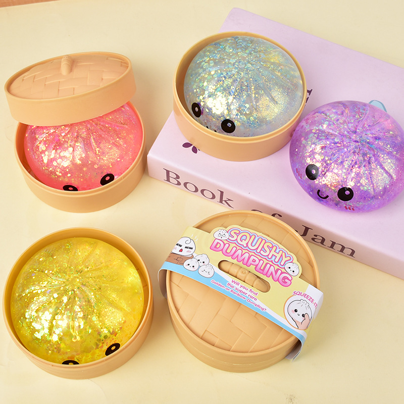 Squishy Dumpling Toy Kawaii Slow Rising Anti-Anxiety Dumpling Squishy Bun Toys Smile Face Bao Dumplings Bun Stress Food Toys