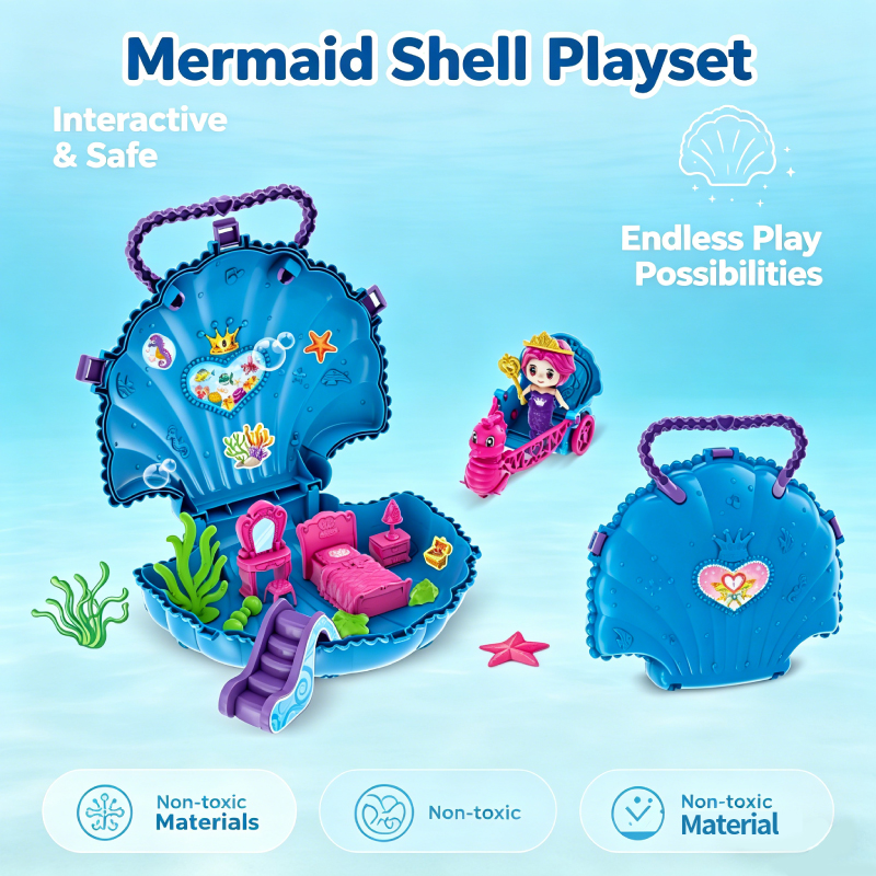 Lucky Toys Hot Selling Kids Fashion Shell Handbag Simulation Room Toys Pretend Game for Girls Birthday Christmas Gift