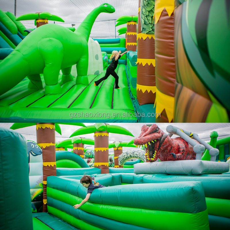 Adventure Inflatable Park Large Dinosaur Obstacle Course Bounce Park Theme Park Kids Adult Inflatable Amusement Games Playground