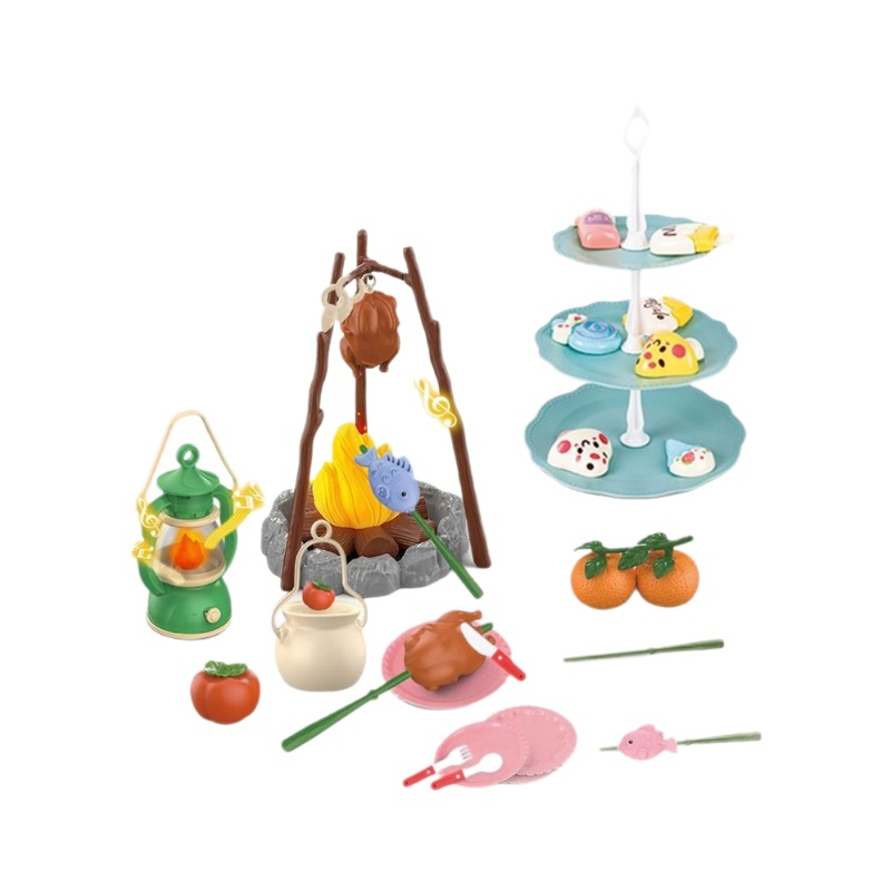 Pretend Toys 44pcs Kids Simulation Camping with Lights Sound Effects Outdoor Adventure Tools Set Toys Kids Educational Toy