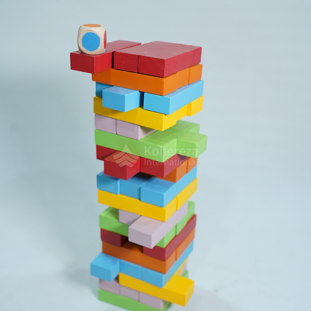 Fun &amp; Educational Handcrafted Colorful Wooden Tower Blocks Construction Toy Set for Kids &amp; Families-Stacking &amp; Balancing Game