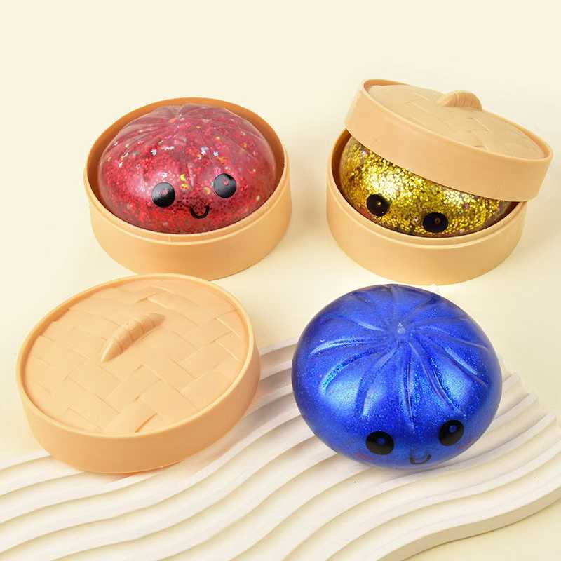 Squishy Dumpling Toy Kawaii Slow Rising Anti-Anxiety Dumpling Squishy Bun Toys Smile Face Bao Dumplings Bun Stress Food Toys