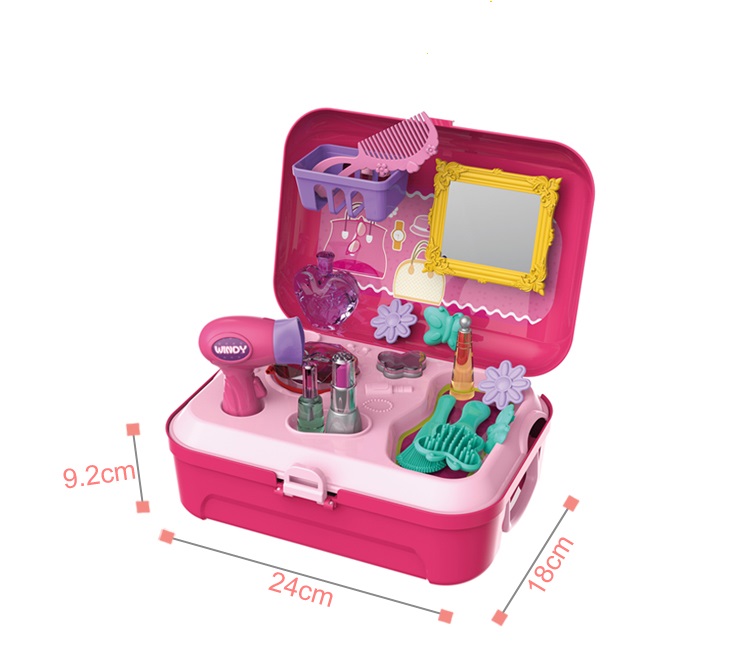 Wholesale Schoolbog Beauty Dresser Toy Pretend Play Fashion Present Girl Toy Makeups Set for Kids