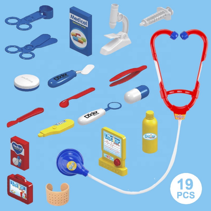 Blue Plastic Doctor Kit Toy Portable Medical Set for Kids Educational Pretend Play Role-Playing Game Medicine Cabinet Toy