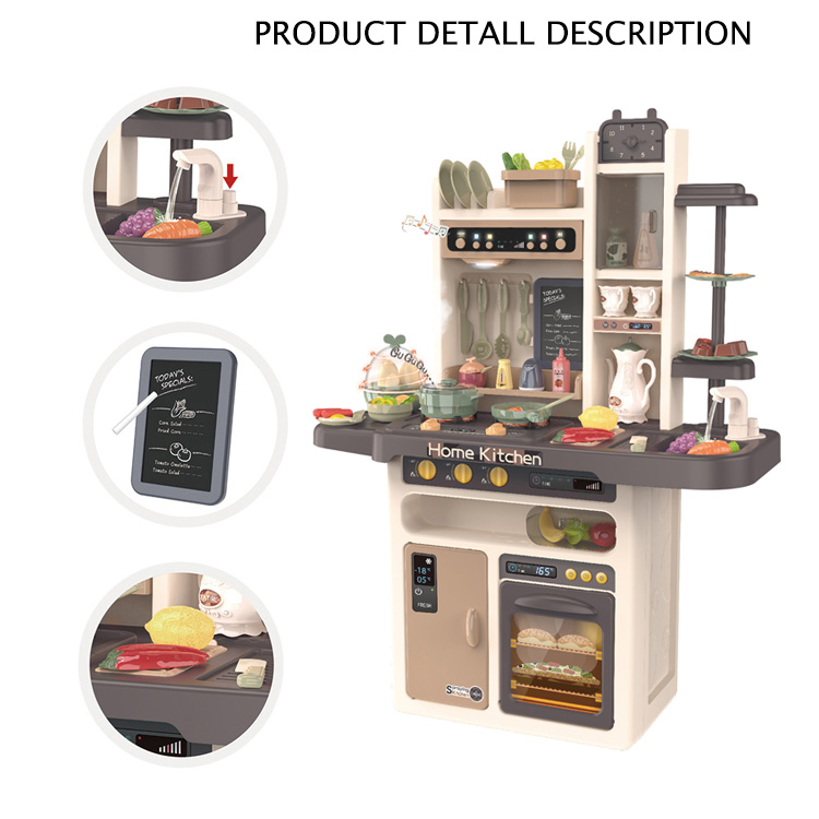 Jacko Toys Kids Play Set 65PCS Spraying Mist Kitchen Toy Tableware Cooking Game Children Kitchen Toy