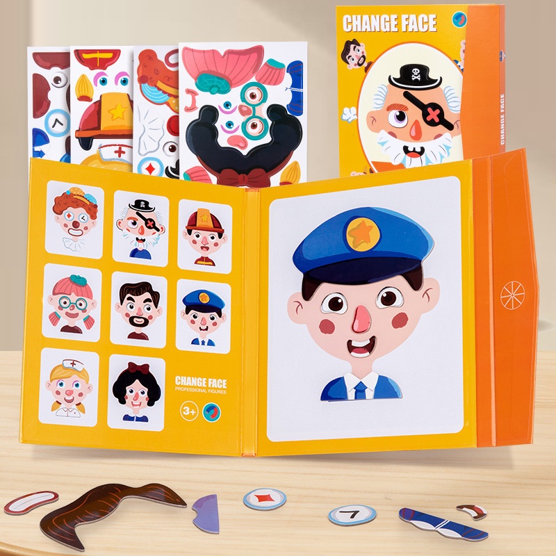 Cross-border Children's Early Education Magnetic Puzzle Toy with Paper Stickers Baby Characters Princess Dress-Up Career Role