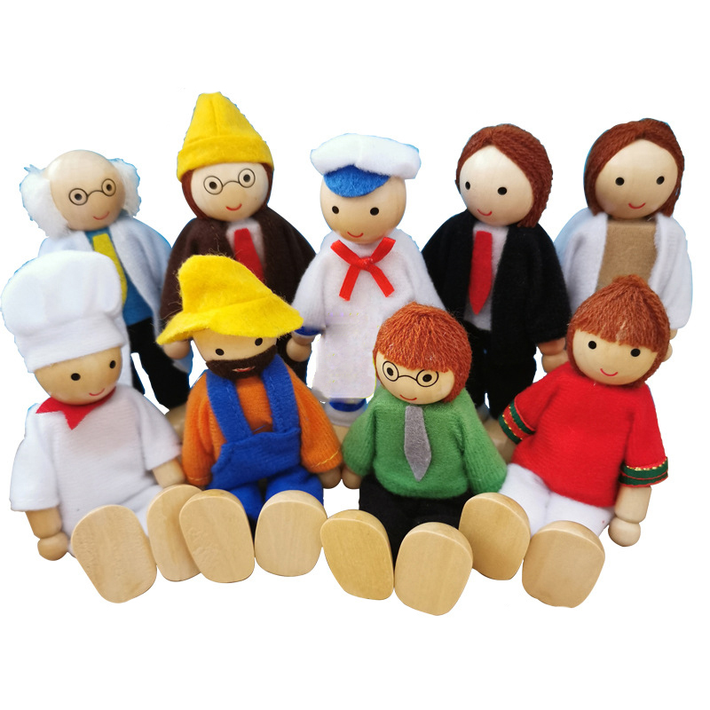 New Kids 9pcs Family Career Doll Set Toy Doll House Accessories Birthday Party Gifts