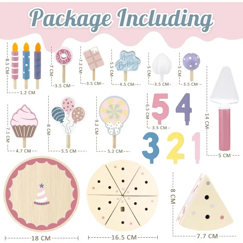 Custom Logo Wooden Kids Kitchen Toys Simulation Birthday Cake Toy Pretend Play Cutting Food Game Children Role Play Toy Gifts