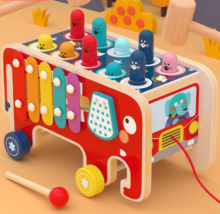 Wholesale Children's Animals Whack-a-Mole Montessori Preschool Color Education Toys Fun Wooden Play Toys