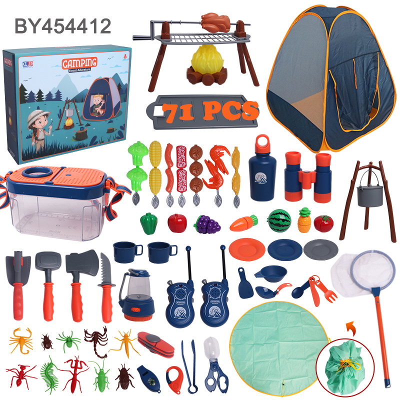 Backyard Kids Exploration and Adventure Pretend Play Kit Outdoor Camping Tents Picnic Mat Toys Set BSCI