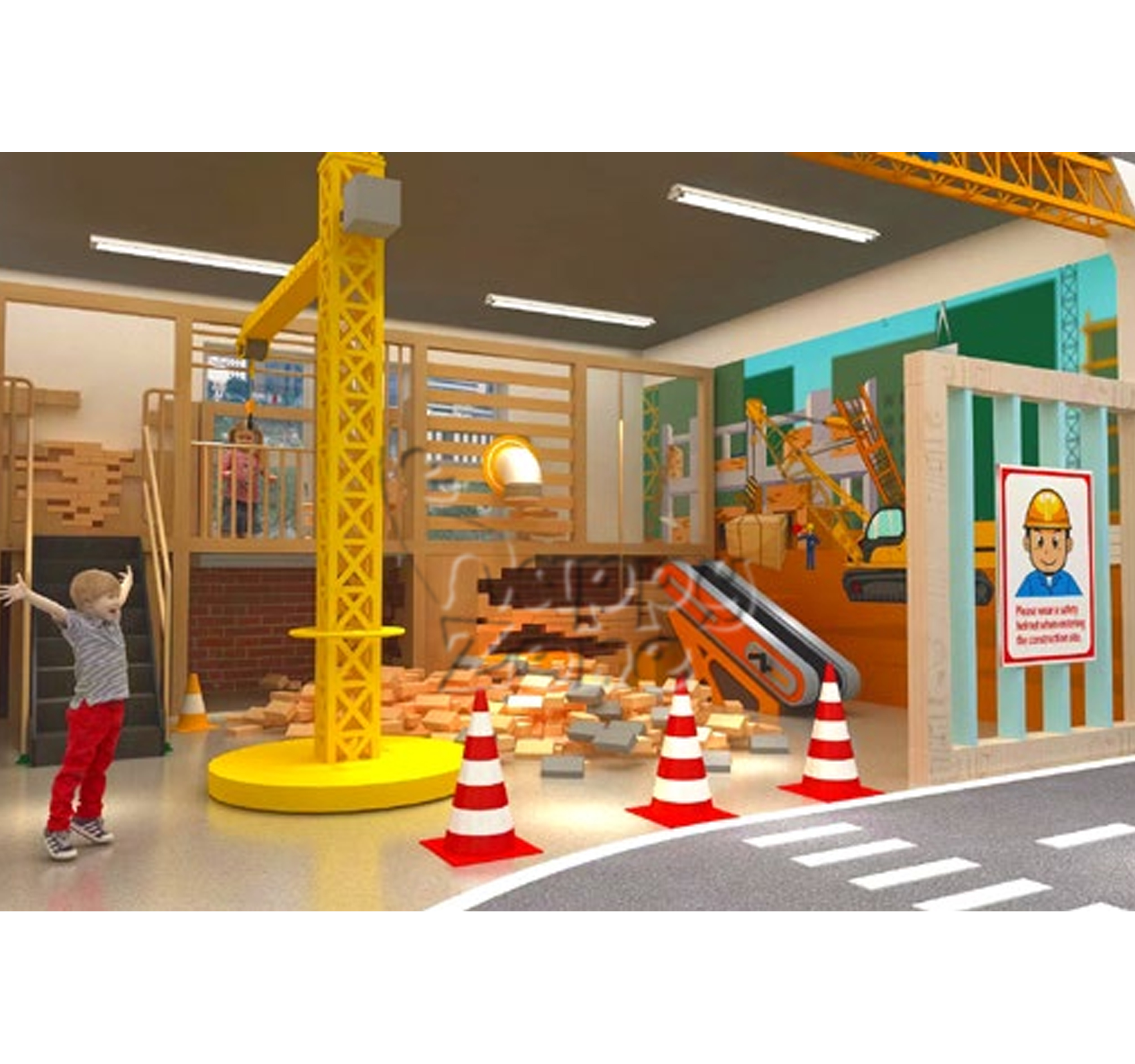 Construction Worker Brick Conveyor Crane Tower Pretend Play Role Play Houses Set Soft Indoor Playground Indoor Toddler Play
