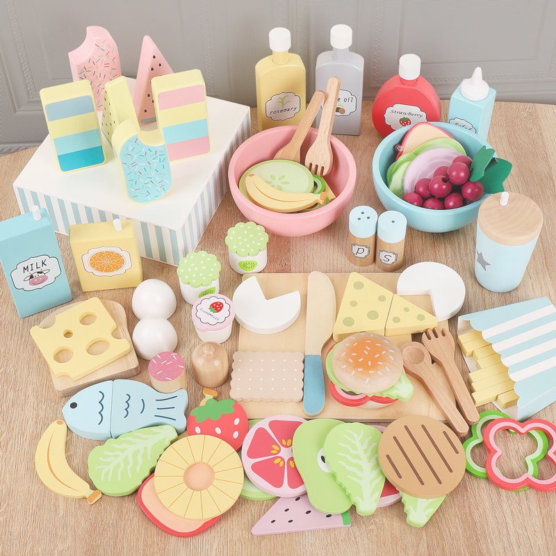 Household Play Kitchen Toy Role-playing Boy and Girl Birthday Gift Hamburgers with a Combination of Vegetables and Fruits