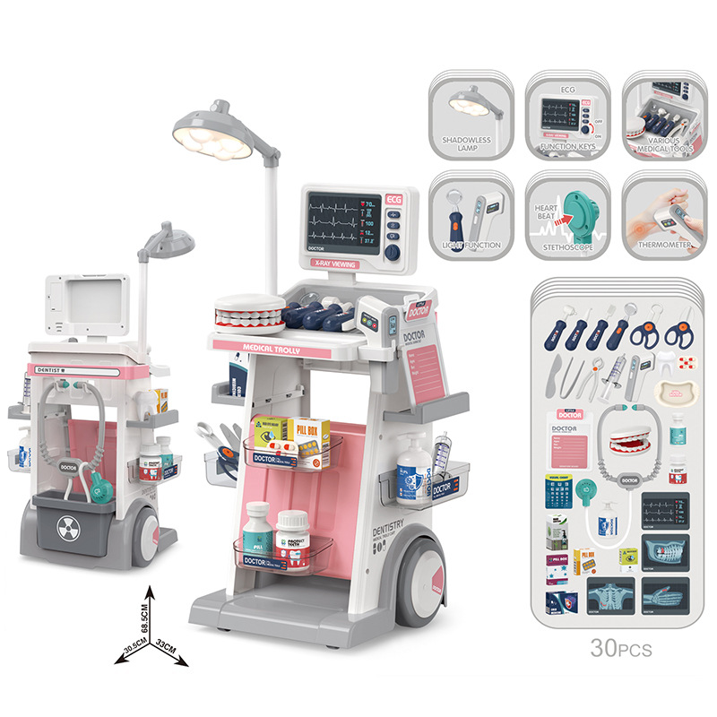 Simulation Medical Table Children's Role-Playing Doctor Toy Set Pretend Play Medical Tools ABS Plastic Ages 4-6 Promotes
