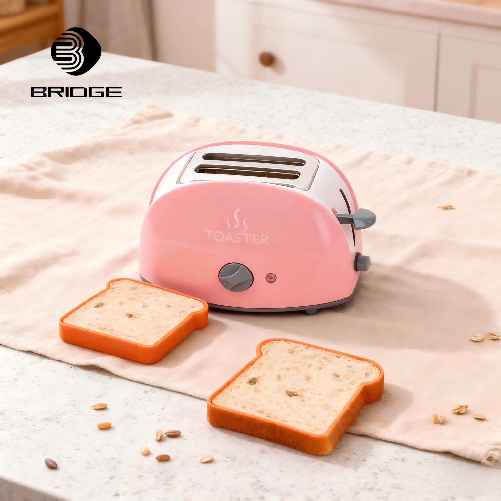 Bridge Home Plastic Kids Pretend Play Kitchen Bread Maker Toy Lights Educational Cooking Set for Toddlers Girls Boys Alkaline AA