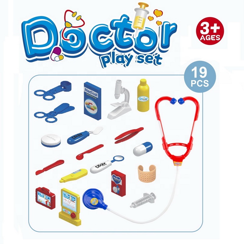 Blue Plastic Doctor Kit Toy Portable Medical Set for Kids Educational Pretend Play Role-Playing Game Medicine Cabinet Toy