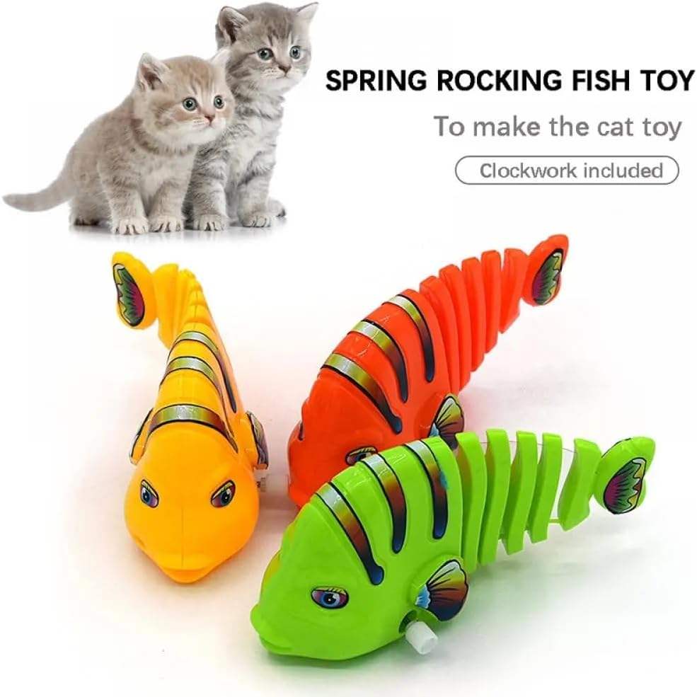 Hot Selling Automatic Swing Fish Interactive Cartoon Funny Cat Pet Clockwork Wind up Plastic Educational Kids Toys