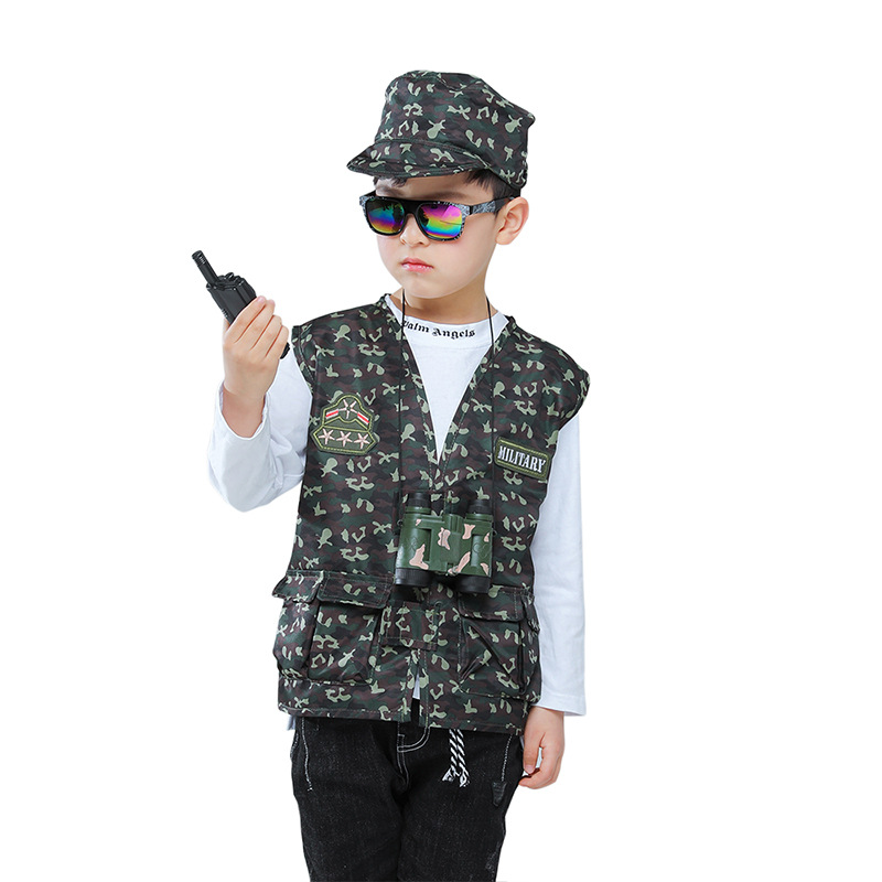 New Design Kids Career Day Outfits Halloween Costumes for Kids Soldier Dress up Role Play Set With Toys
