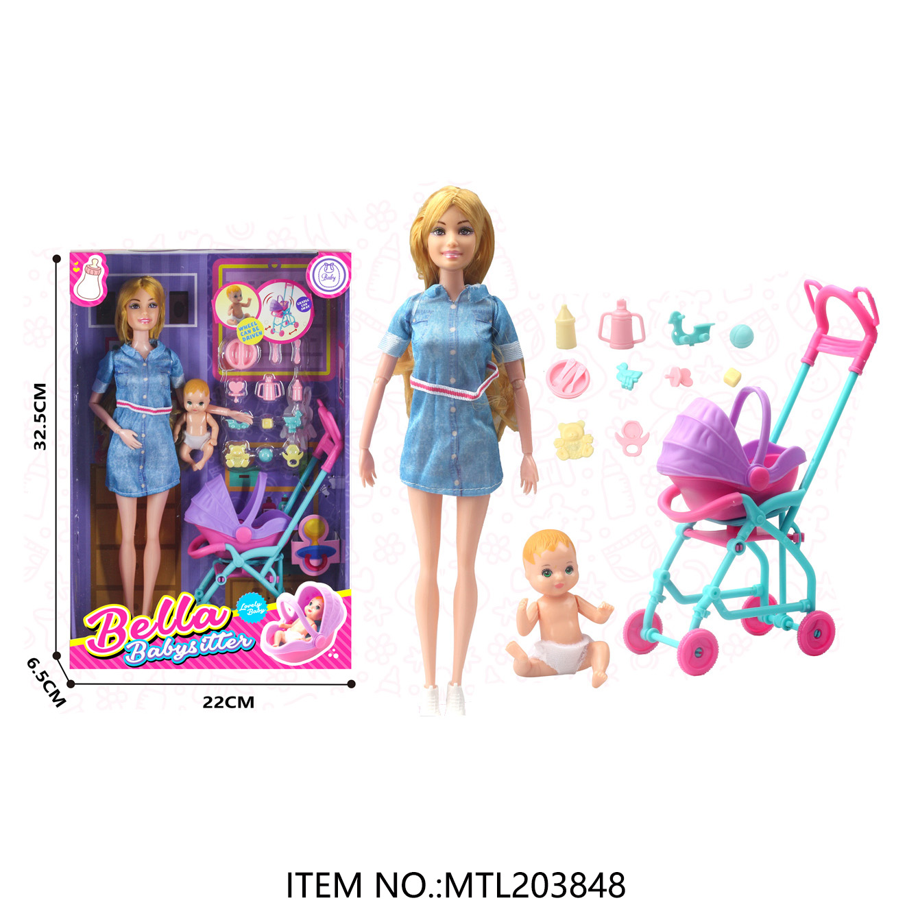 Girl Toys Careers Doll Play Set Princess Doll Pretend Doctor Nurse Theme with 2 Mini Dolls &amp; Accessories