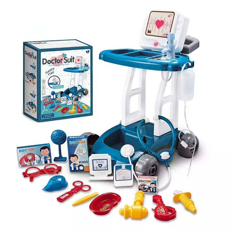 Medical Trolley Toy Set Educational Pretend Play Simulated Little Doctor Fun Doctor Set Kids Toy with Music and Light