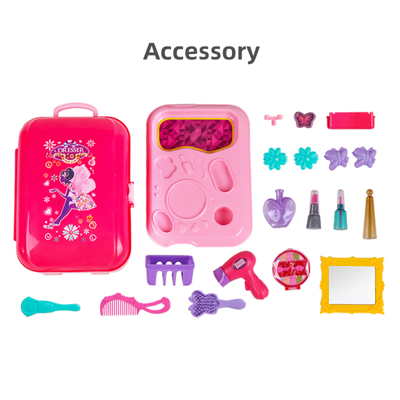 Wholesale Schoolbog Beauty Dresser Toy Pretend Play Fashion Present Girl Toy Makeups Set for Kids