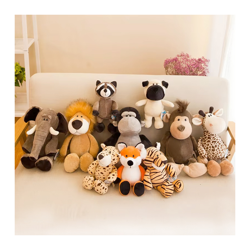 8-inch Forest Jungle Animal Plush Toy Cartoon Tiger Lion Elephant Figure Mini Doll Claw Machine Kid Gifts