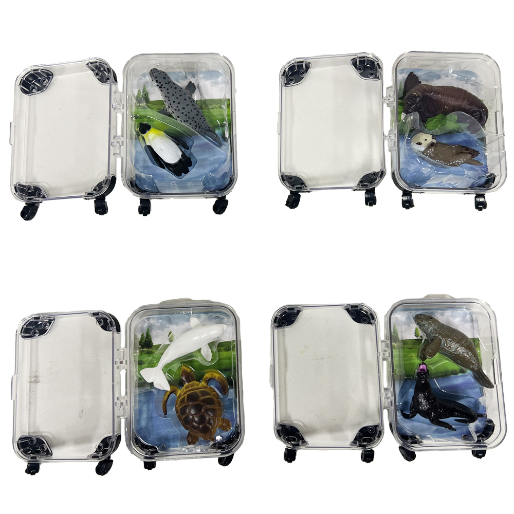Latest Mini Suitcase Animals Figures Toys Realistic Jumbo Wild Zoo Animals Figurines Plastic Animals Play Set for Kids Toddlers