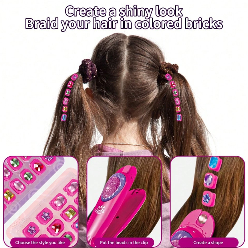 Hair Salon Beauty Fashion Set Pretend Play Preschool Juguetes Kids Makeup Kit Electric Braider Toys Hair Gem Machine With Mirror