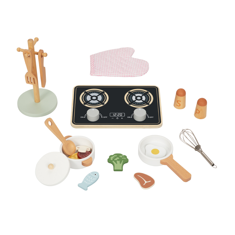 Wooden Multi-functional Kitchen Toy Pretend Play Tableware Simulation Role Play Cooking Set for Kids