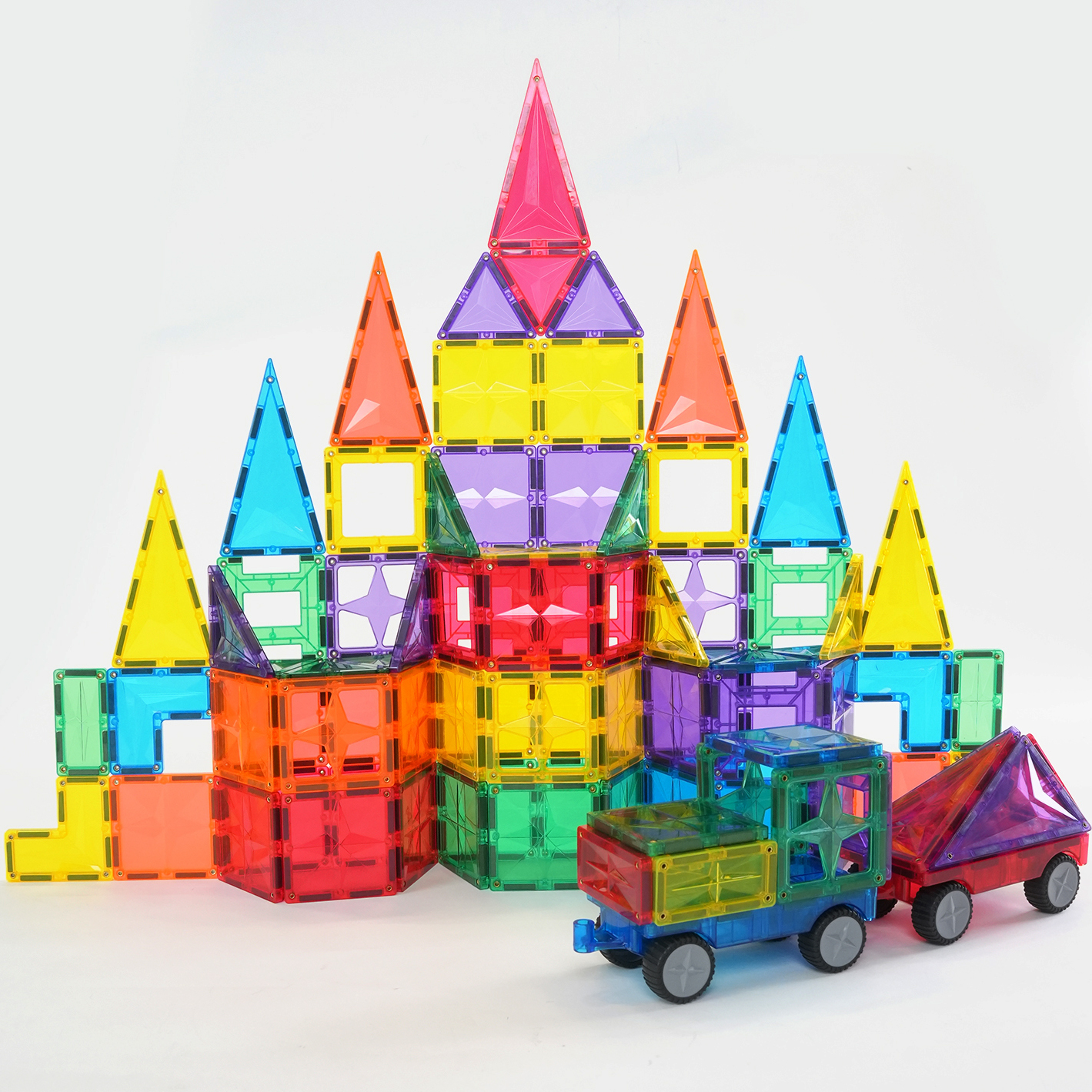 MNTL 108pcs Castle Magnetic Tiles Building Blocks 3D STEM Educational Magnetic Construction Building Blocks for Pretend Play