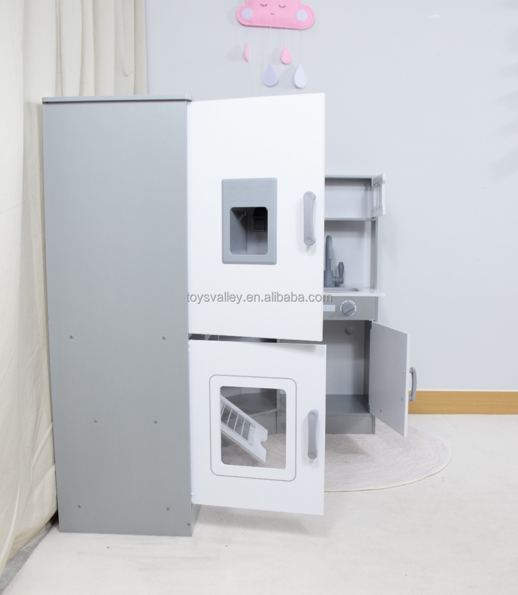 New Design Large MDF Wooden Cooking Pretend Kids Kitchen Play Set with Kitchenware Microwave by Toys Valley