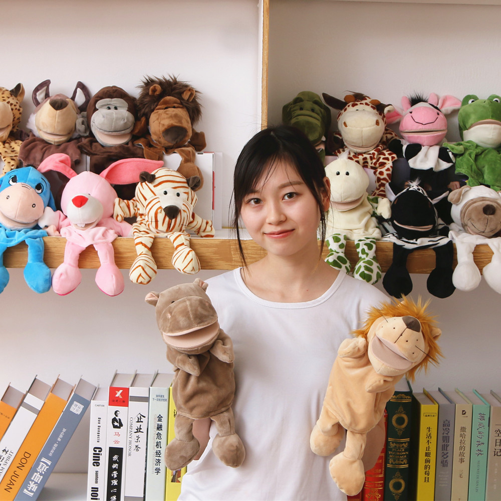 New Animal Finger Puppet Large Plush Animal Hand Puppet Children's Toys Monkey Cow Duck Elephant Role Play Toy
