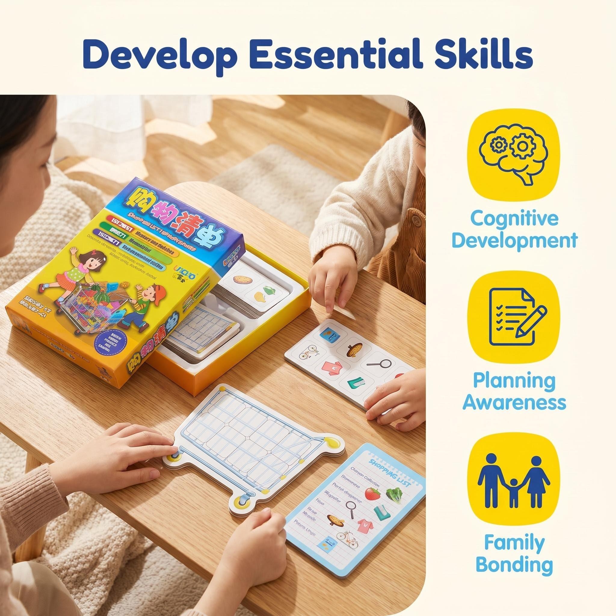 Kids Shopping List Themed Educational Game Interactive Memory Matching Toy for Preschool Children Skill Development