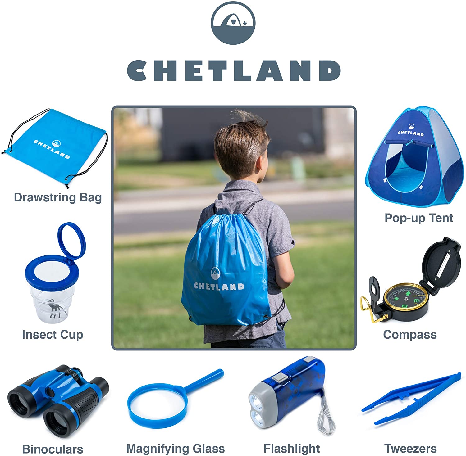 Kids Camping Set Toys Includes Pop up Play Tent, Camping Gear Tools Adventure Gift Set for Boys and Girls